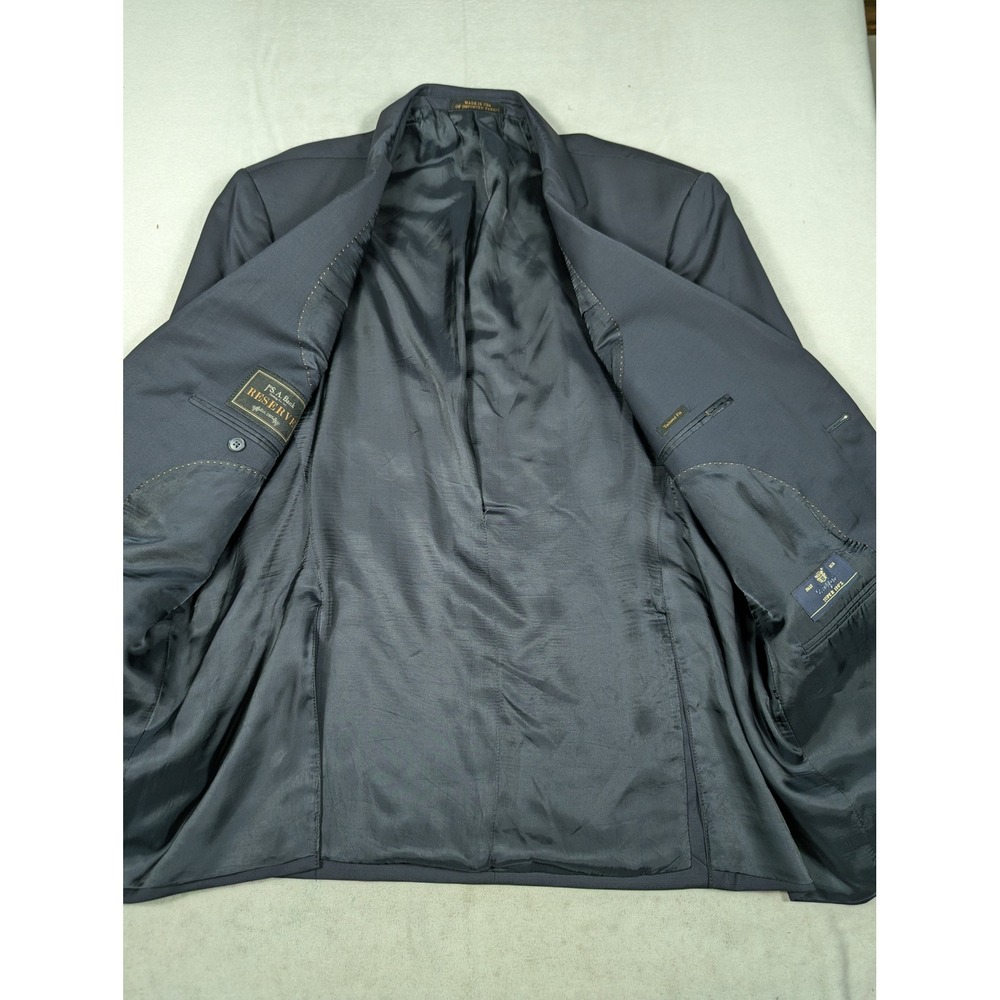 Jos A Bank Mazotto Super 120 Wool Navy Blue Mens Double Vented Blazer Size 46R - Picture 4 of 6